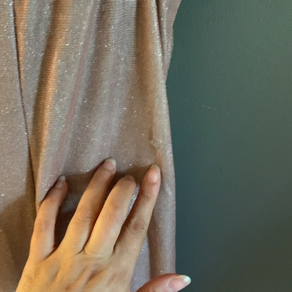 Pink Gold Slip Dress Cowl Neck Sleeveless Cocktail sparkly mermaid - Picture 6 of 6